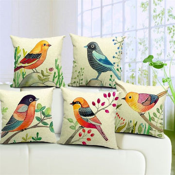 Colorful Sparrows Cushion Covers Pack of 5