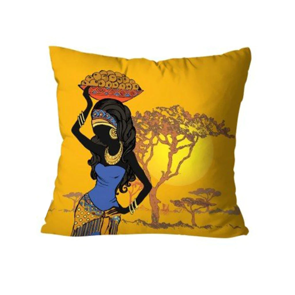 YELLOW AFRICAN DECORATIVE CUSHION COVERS (PACK OF 3)