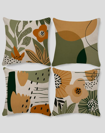 ORANGE FLOWER CUSHION COVERS (PACK OF 4)