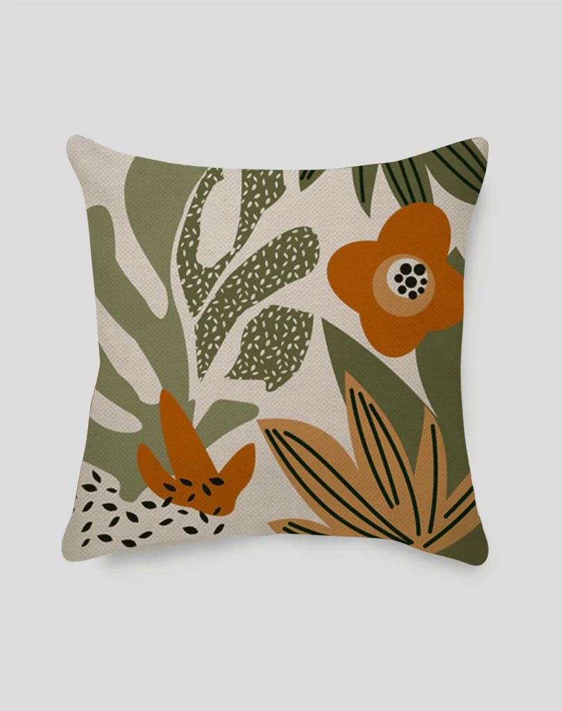 ORANGE FLOWER CUSHION COVERS (PACK OF 4)